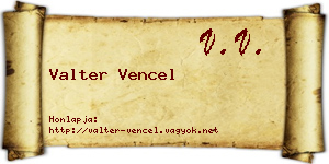 Valter Vencel névjegykártya